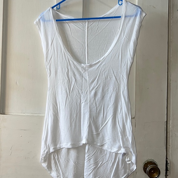 Peace & Love White, sleeveless, High, Low!  Sheer T-shirt medium!! - Picture 1 of 6